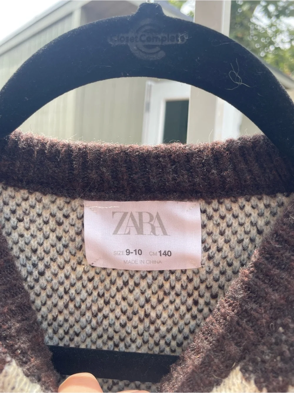 Zara Argyle Crewneck Sweater - Brown, Tan & Light Blue